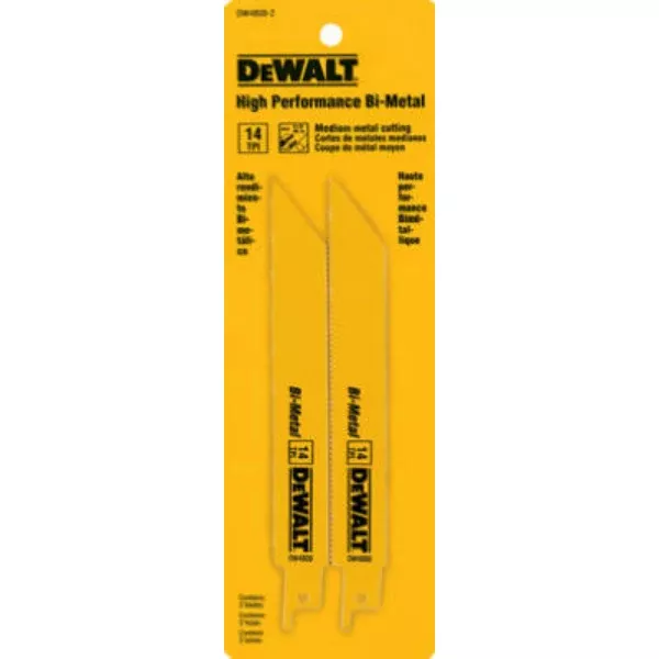 DeWalt DW4810-2 Straight Back Bimetal Reciprocating Saw Blades, 18 TP
