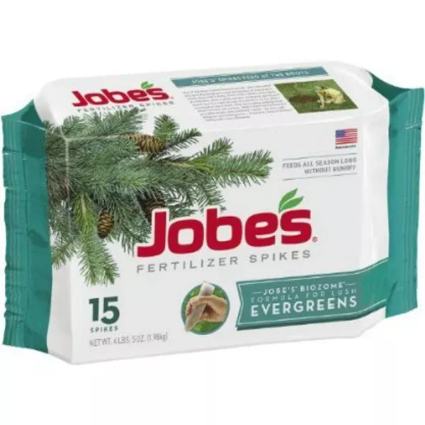 Jobe’s 01611 Evergreen Fertilizer Tree Spikes, 13-3-4, 15/Pack
